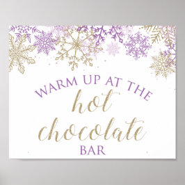 Winter Onederland Hot Chocolate Bar Sign Lila Poster