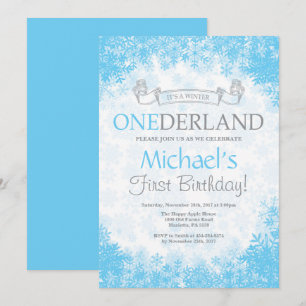 Winter Onederland Jungen 1. Geburtstagseinladung Einladung