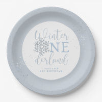 Winter Onederland Jungen Teller, Blaue Schneeflock