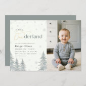 Winter Onederland Kid Photo First Birthday Party Einladung (Vorne/Hinten)