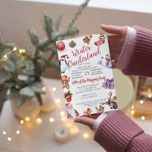 Winter Onederland Kinder Weihnachten und Geburtsta Einladung
