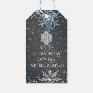 Winter ONEderland Kreide Blau Grau Benutzerdefinie Geschenkanhänger
