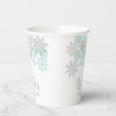 Winter ONEderland Light Aquamarin Silver Snowflake Pappbecher (Links)