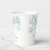 Winter ONEderland Light Aquamarin Silver Snowflake Pappbecher (Links)