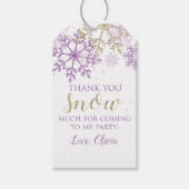 Winter Onederland Lila Goldene Schneeflocke Geschenkanhänger (Vorderseite)