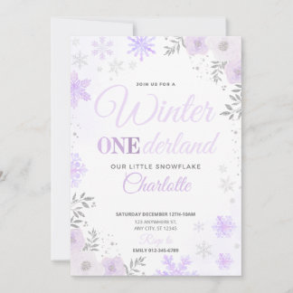 Winter ONEderland Lila Snowflake 1. Einladung