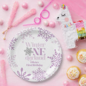 Winter Onederland Lila Snowflake 1. Geburtstag Pappteller (Party)