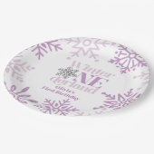 Winter Onederland Lila Snowflake 1. Geburtstag Pappteller (Schrägansicht)