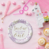 Winter Onederland Lila und Gold Snowflake Platte Pappteller (Party)