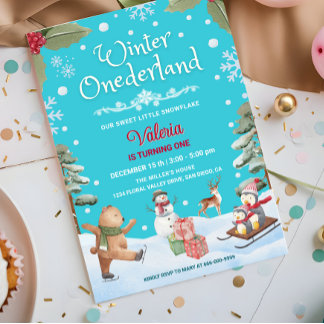Winter Onederland Little Snowflake 1. Geburtstag Einladung