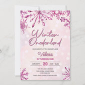 Winter Onederland Little Snowflake 1. Geburtstag Einladung (Vorderseite)