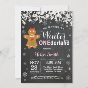 Winter Onederland Mädchen 1. Geburtstag Einladung