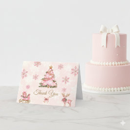 Winter ONEderland Mädchen 1. Geburtstag Rosa Schne Dankeskarte