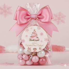 Winter Onederland Mädchen 1. Geburtstag Rosa Schne Runder Aufkleber