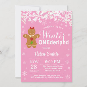 Winter Onederland Mädchen 1. Geburtstagseinladung Einladung