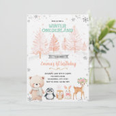 Winter-Onederland-Mädchen-Einladung Einladung (Stehend Vorderseite)