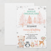 Winter-Onederland-Mädchen-Einladung Einladung (Vorne/Hinten)