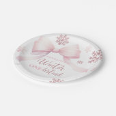Winter Onederland Mädchen mit rosa Schleife 1. Geb Pappteller (Schrägansicht)