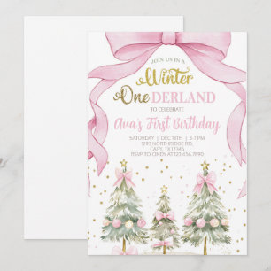 Winter ONEderland Mädchen Weihnachts-Geburtstagsei Einladung