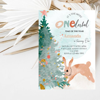 Winter-Onederland-Mädchen zum ersten Geburtstag Einladung