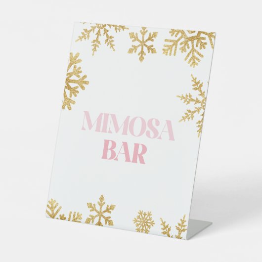 Winter Onederland Mimosa Bar Pink Gold Sockelschild (Vorderseite)