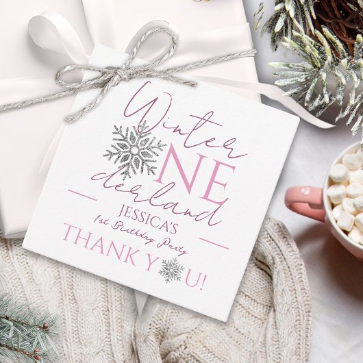 Winter ONEderland Minimalistisch Girl 1. Geburtsta Geschenkanhänger