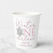 Winter ONEderland Minimalistisch Girl 1. Geburtsta Pappbecher (Vorderseite)