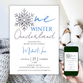 Winter ONEderland | Minimalistischer Junge 1. Gebu Einladung