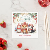 Winter Onederland Niedlich Snow Animals 1. Geburts Serviette (Beispiel)