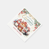 Winter Onederland Niedlich Snow Animals 1. Geburts Serviette (Ecke)