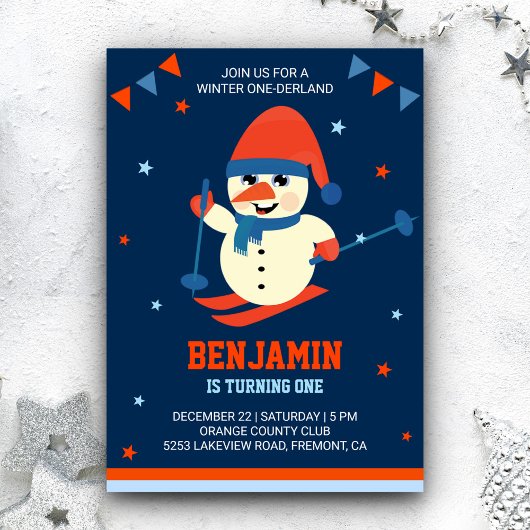 Winter Onederland Niedlich Snowman Einladung zum 1