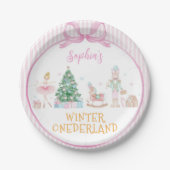 Winter Onederland Nussknacker Rosa Mädchen Geburts Pappteller (Vorderseite)