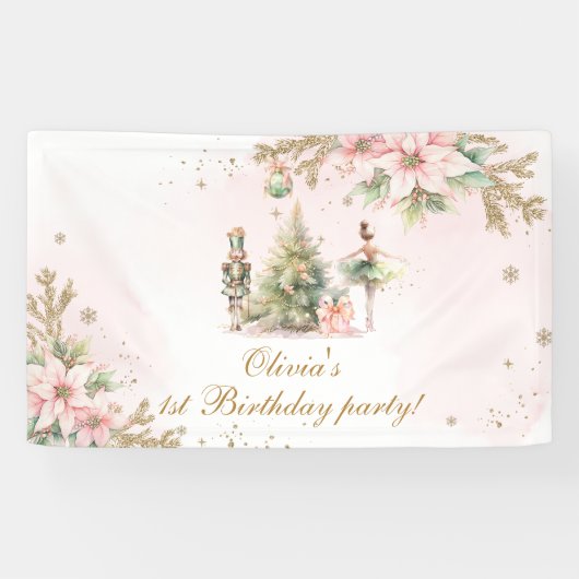 Winter Onederland Nutcracker Geburtstagsparty Banner (Horizontal)