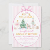 Winter Onederland Nutcracker Pink Bow Birthday Einladung (Vorderseite)
