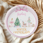 Winter Onederland Nutcracker Pink Girl Birthday Pappteller