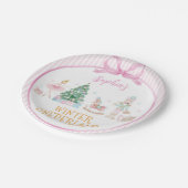 Winter Onederland Nutcracker Pink Girl Birthday Pappteller (Schrägansicht)