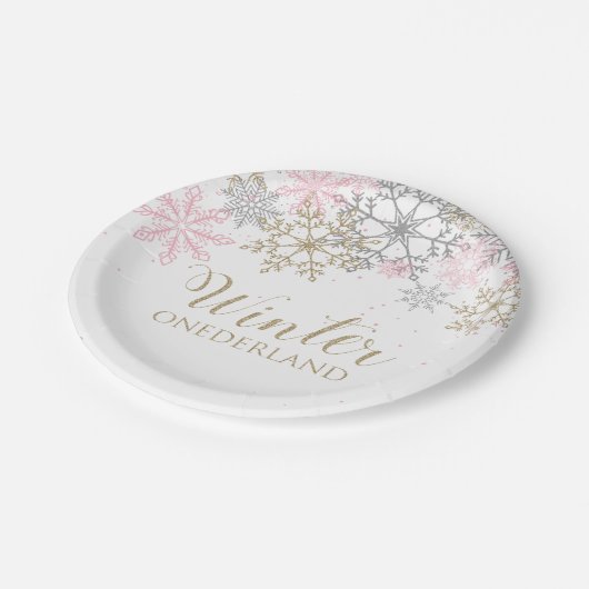 Winter Onederland Paper Plate Pappteller (Schrägansicht)
