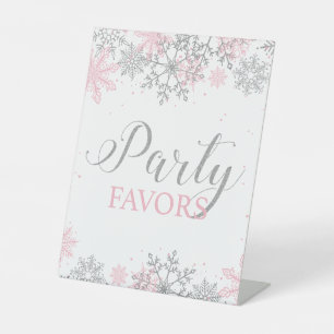 Winter Onederland Party Geschenke Rosa Silber Sockelschild