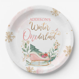 Winter Onederland Party Girl Pink Snow Geburtstag Pappteller