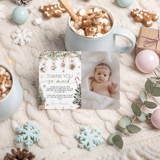 Winter Onederland Photo Thank You Card Einladung