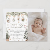 Winter Onederland Photo Thank You Card Einladung (Vorderseite)