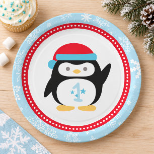 Winter ONEderland Pinguin erster Geburtstag Pappteller