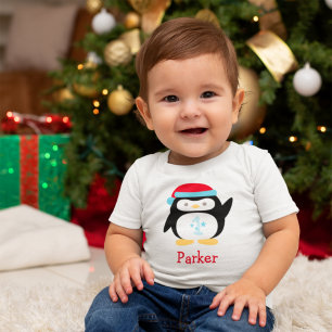 Winter ONEderland Pinguin-Monogramm zum ersten Geb Baby T-shirt