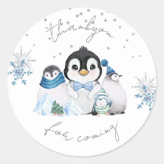Winter Onederland Pinguin Thankyou Sticker (Vorderseite)