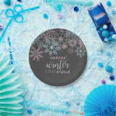 Winter Onederland Pink Blue Silver Glitzer Pappteller (Party)