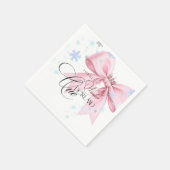 Winter ONEderland Pink Bow 1st Birthday Party Serviette (Ecke)
