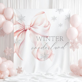 Winter Onederland Pink Bow  Backdrop Wandteppich