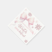 Winter Onederland Pink Bow Girl 1st Birthday Serviette (Ecke)