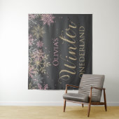 Winter Onederland Pink Girl Erster Geburtstag Wandteppich (Beispiel)