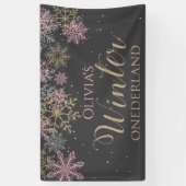 Winter Onederland Pink Gold Dark Gray Banner (Vertikal)